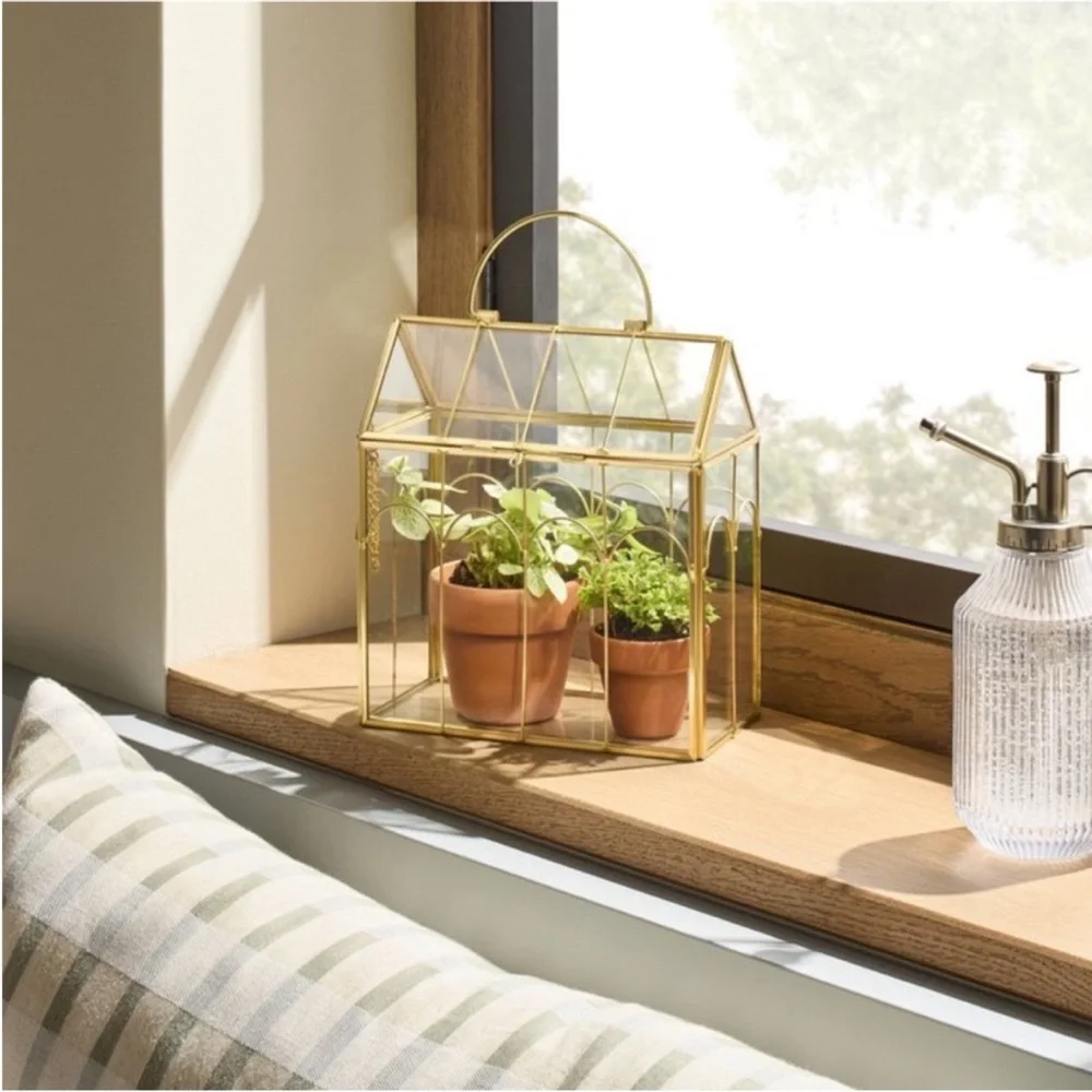 Small Scalloped Brass Decorative Glass Greenhouse - Hearth & Hand™ with Magnolia